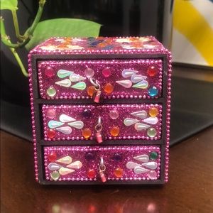 🌸❤️Small Bejeweled Jewelry Box w/3 drawers ❤️🌸